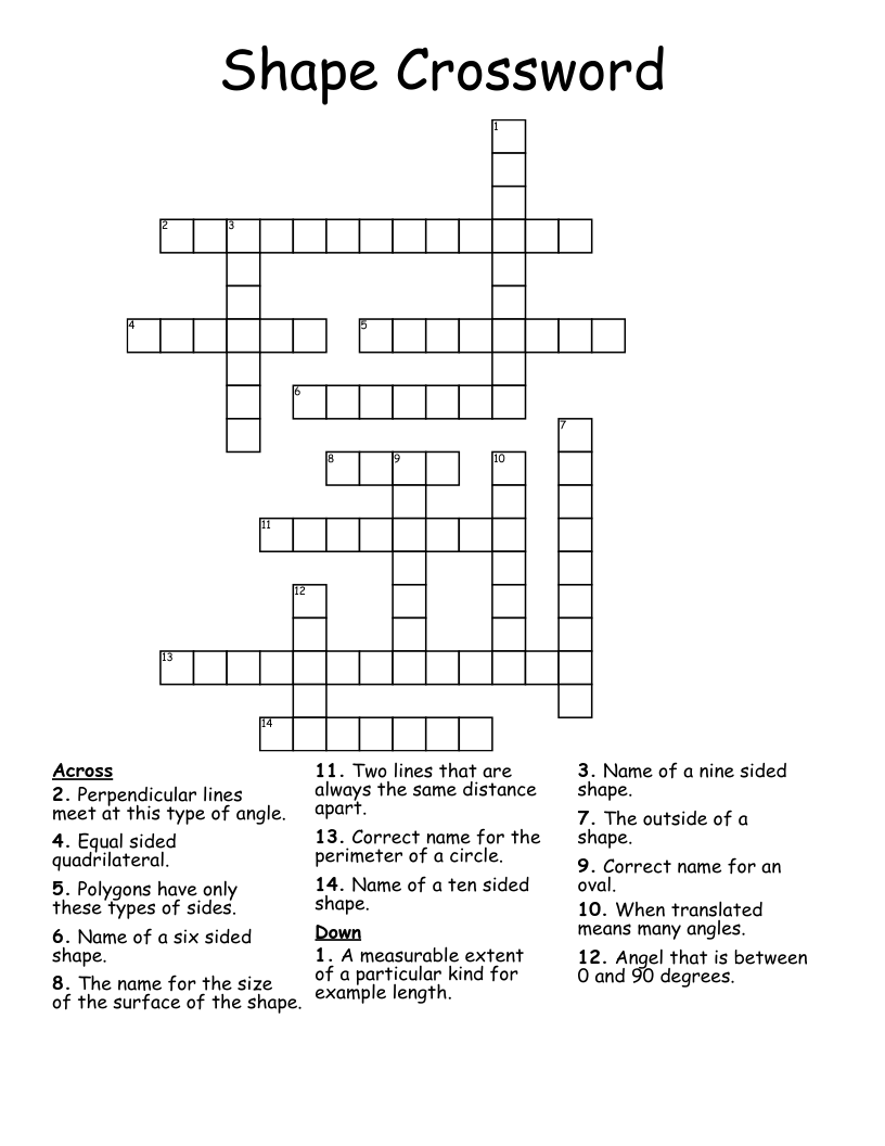Shape Crossword WordMint