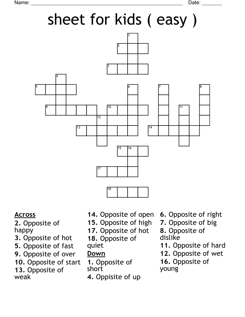 easy crossword puzzles pdf