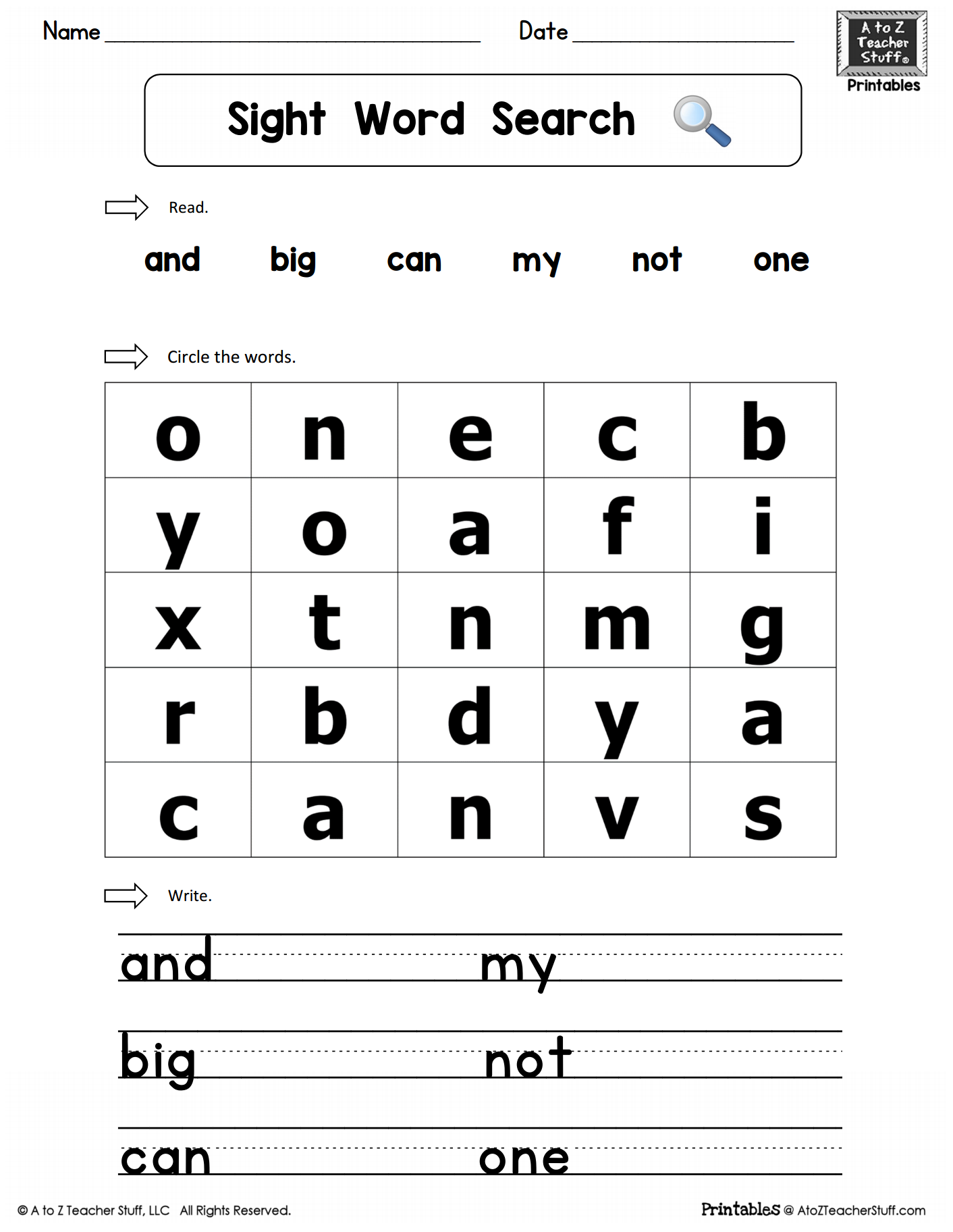 Sight Words Crossword Puzzle are For And In Of A To Z Teacher Stuff
