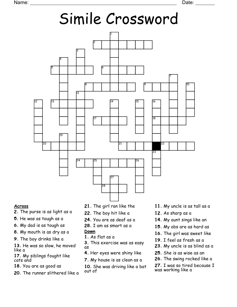 Simile Crossword WordMint