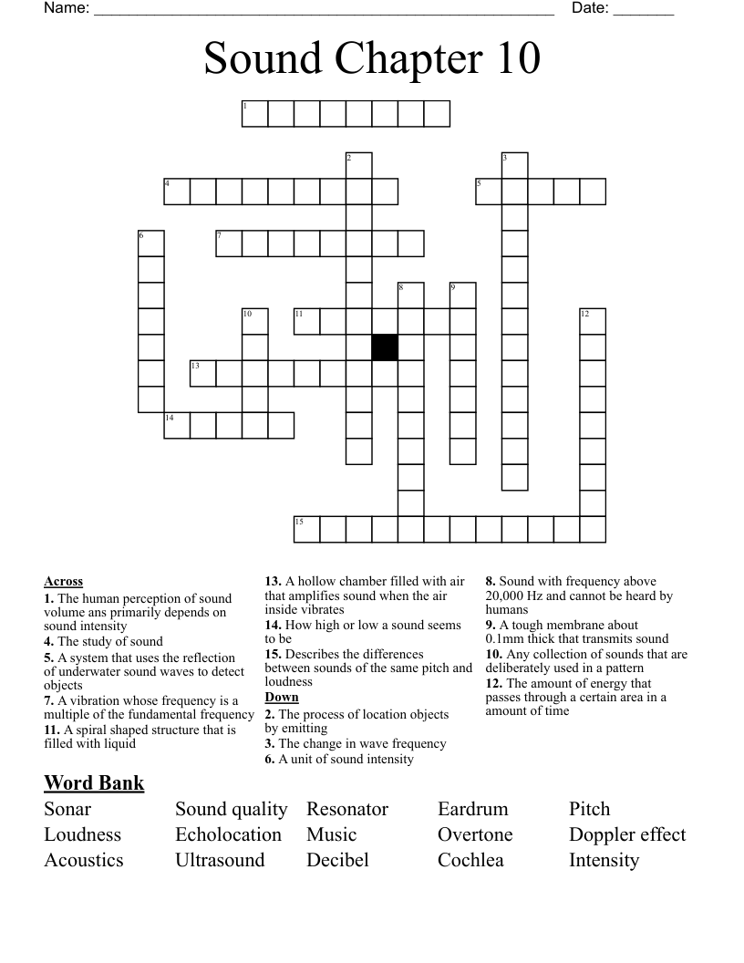 Sound Chapter 10 Crossword WordMint