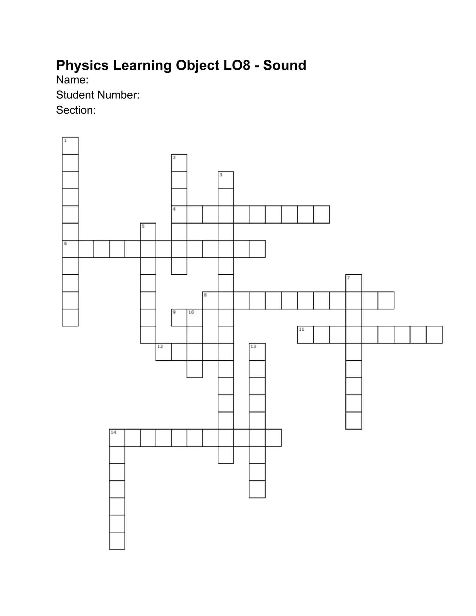 Sound Crossword PDF