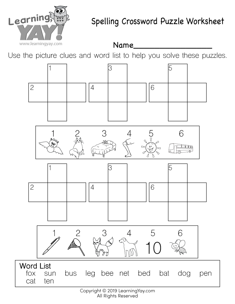 sight word crossword puzzle