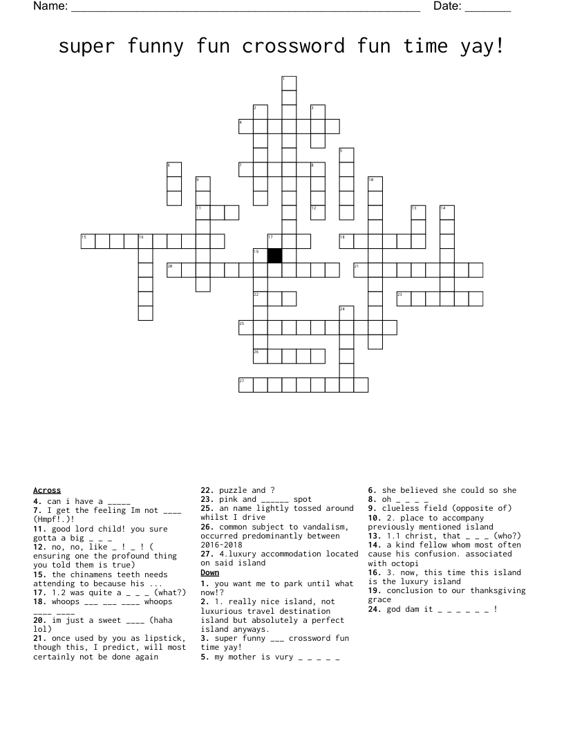 Super Funny Fun Crossword Fun Time Yay WordMint
