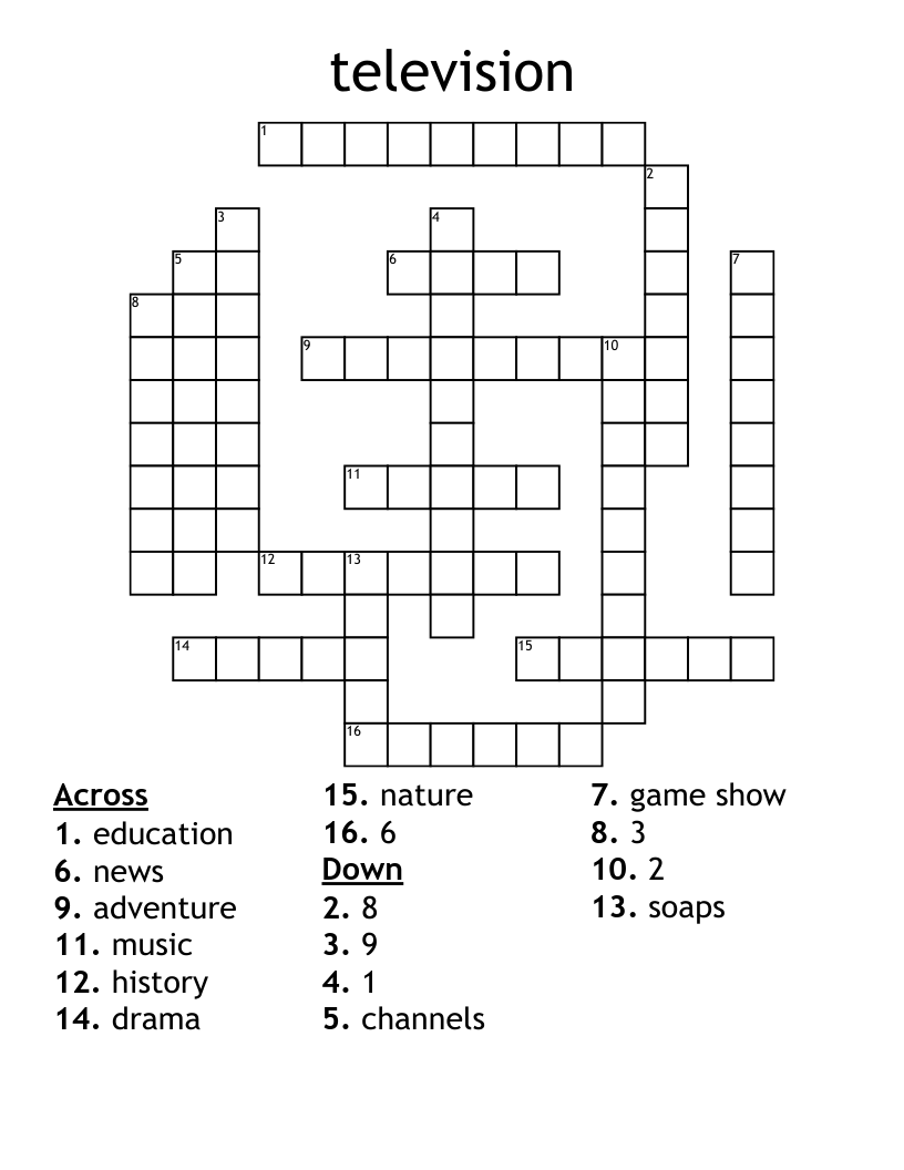 Television Crossword WordMint