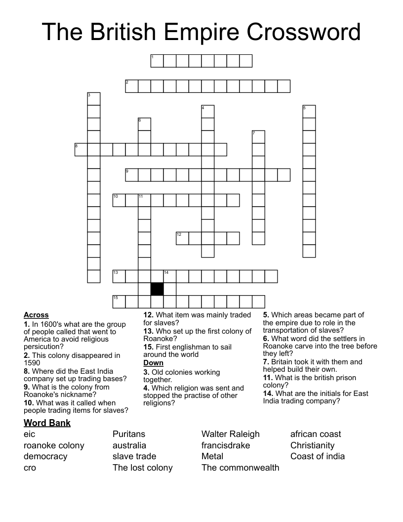 The British Empire Crossword WordMint