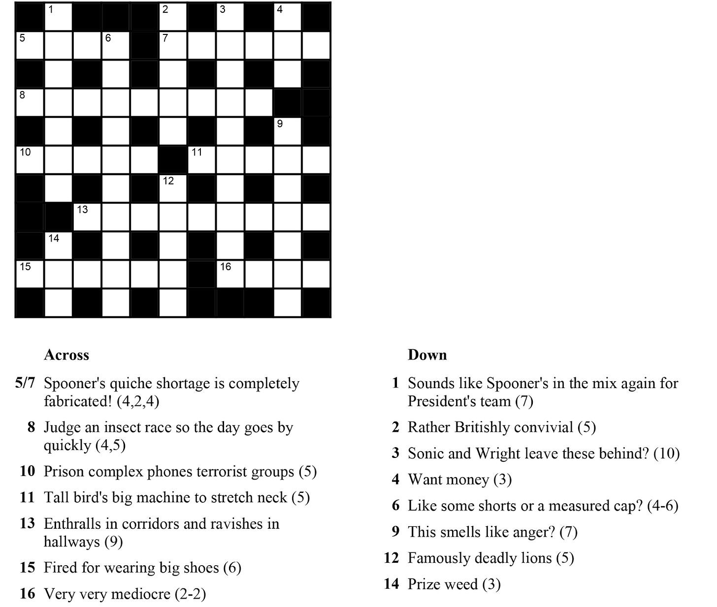 really funny crossword clue