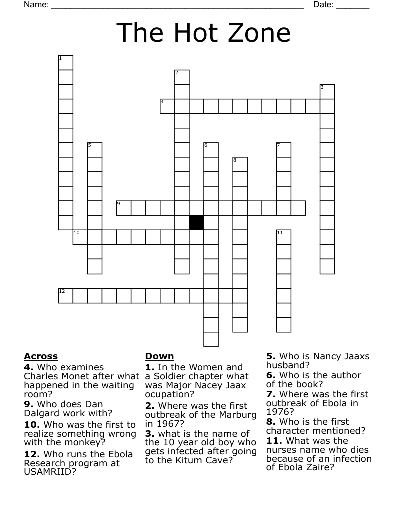 The Hot Zone Crossword WordMint
