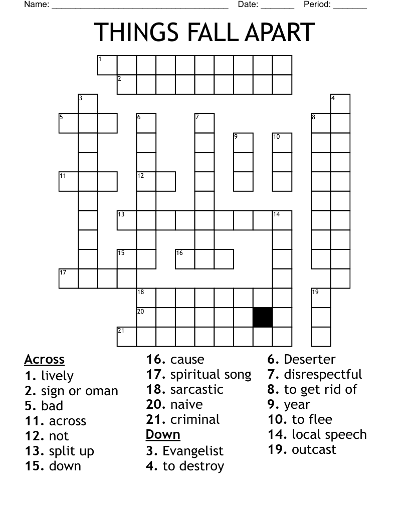 THINGS FALL APART Crossword WordMint