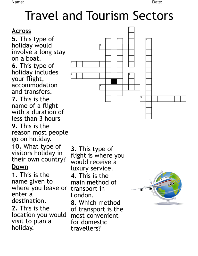 Travel And Tourism Sectors Crossword WordMint