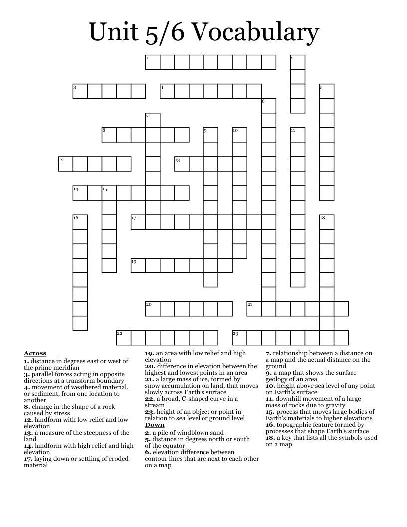 Unit 5 6 Vocabulary Crossword WordMint
