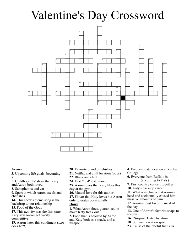 Valentine s Day Crossword WordMint