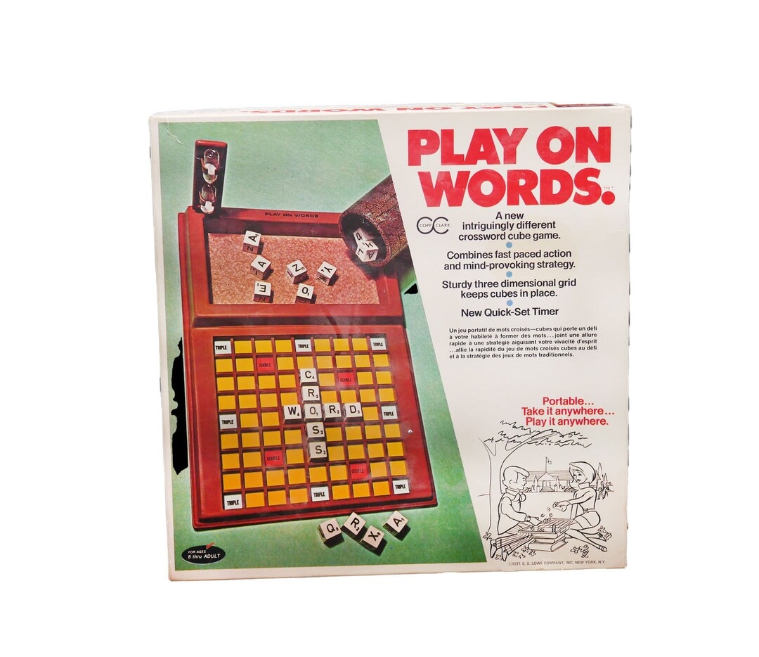 Vintage Play On Words Game Copp Clark 1971 Crossword Cube Game missing Dice Cup Etsy