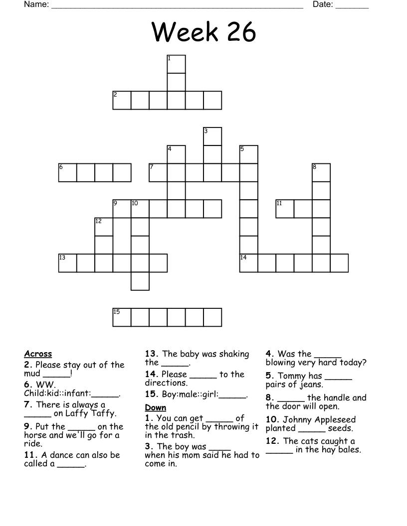 Week 26 Crossword WordMint