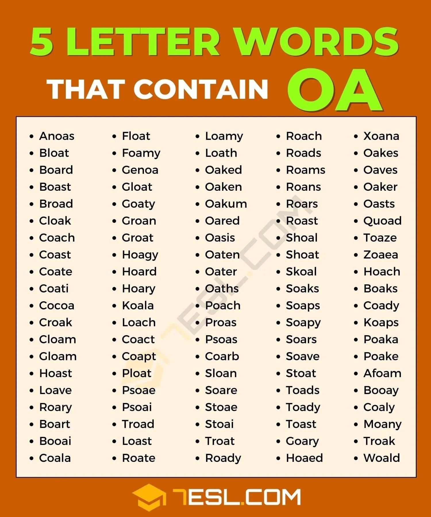 Words Ending In Oad Printable