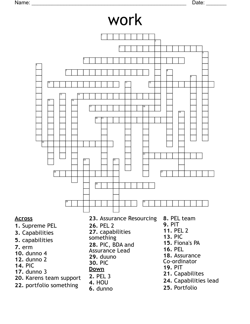 Work Crossword WordMint
