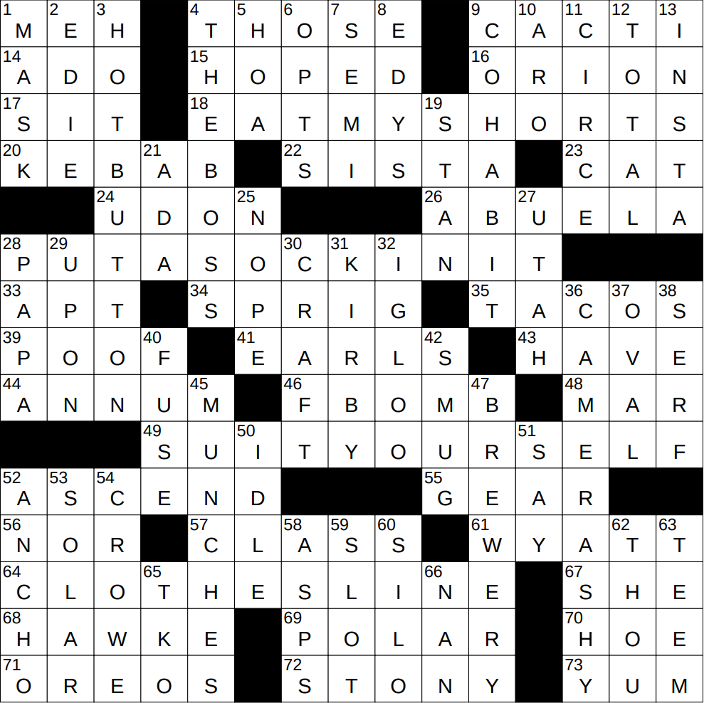 0602 25 NY Times Crossword 2 Jun 25 Monday NYXCrossword