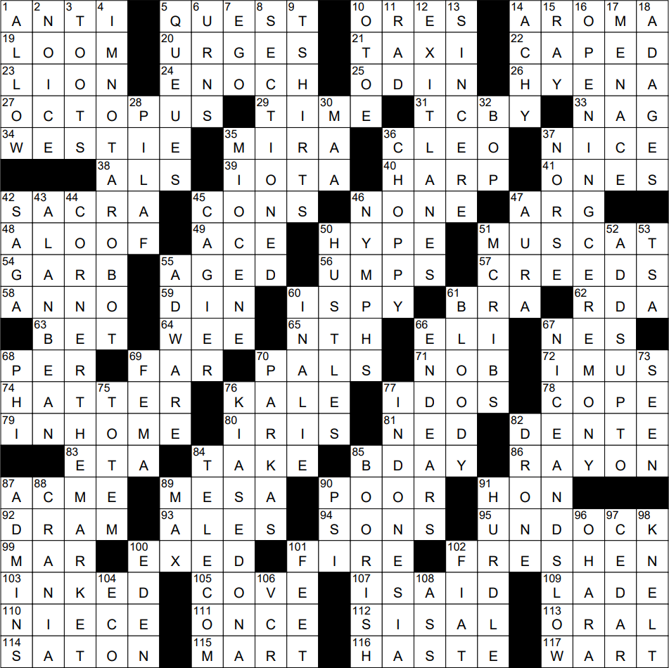 muscat native crossword clue