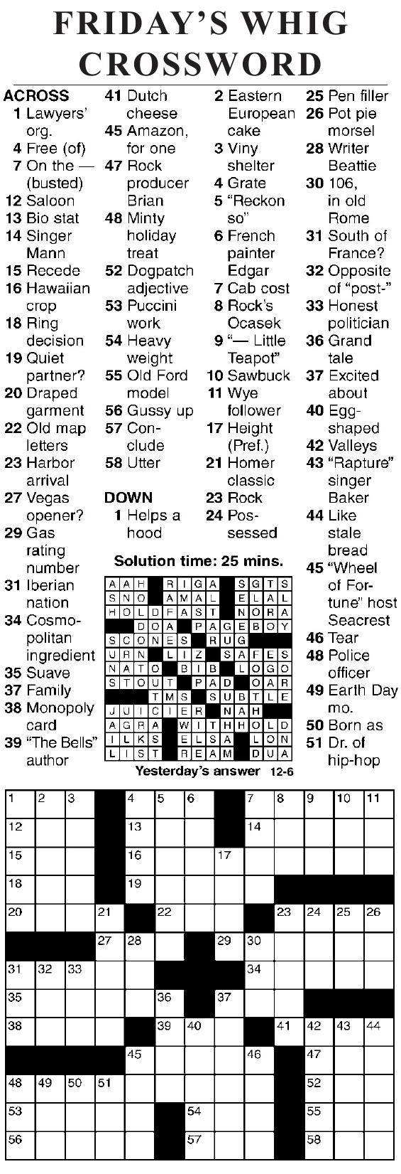 1206 Crossword Crosswords Cecildaily
