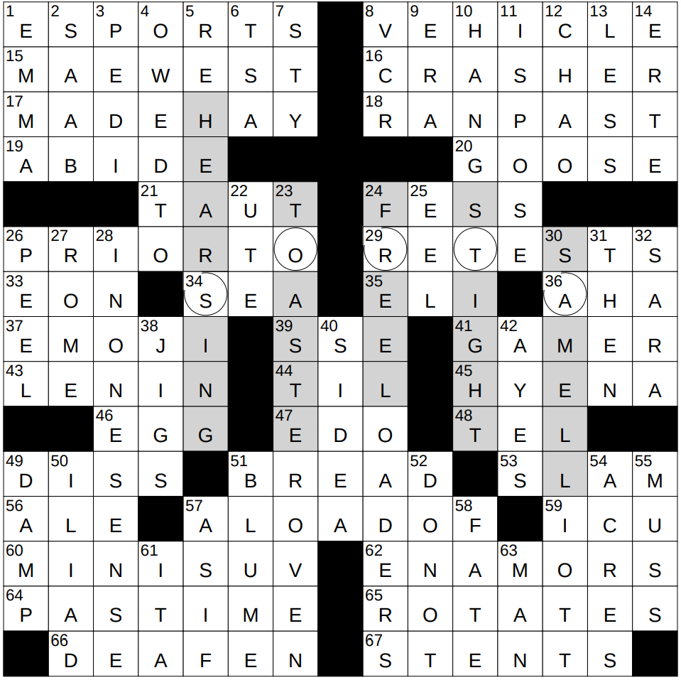 1211 24 NY Times Crossword 11 Dec 24 Wednesday NYXCrossword