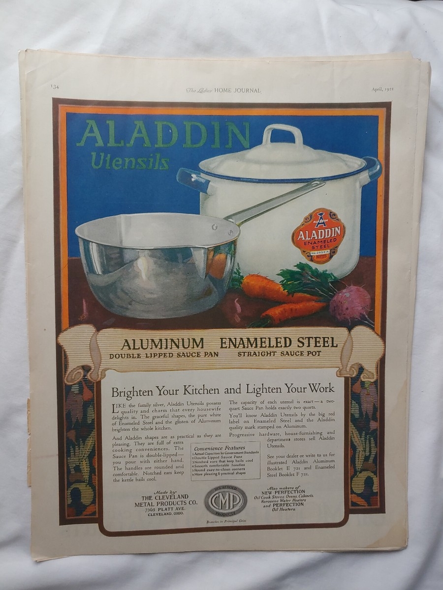 1941 VTG Orig Magazine Ad Aladdin Utensil Aluminum Enameled Steel Pot Pan LHJ EBay