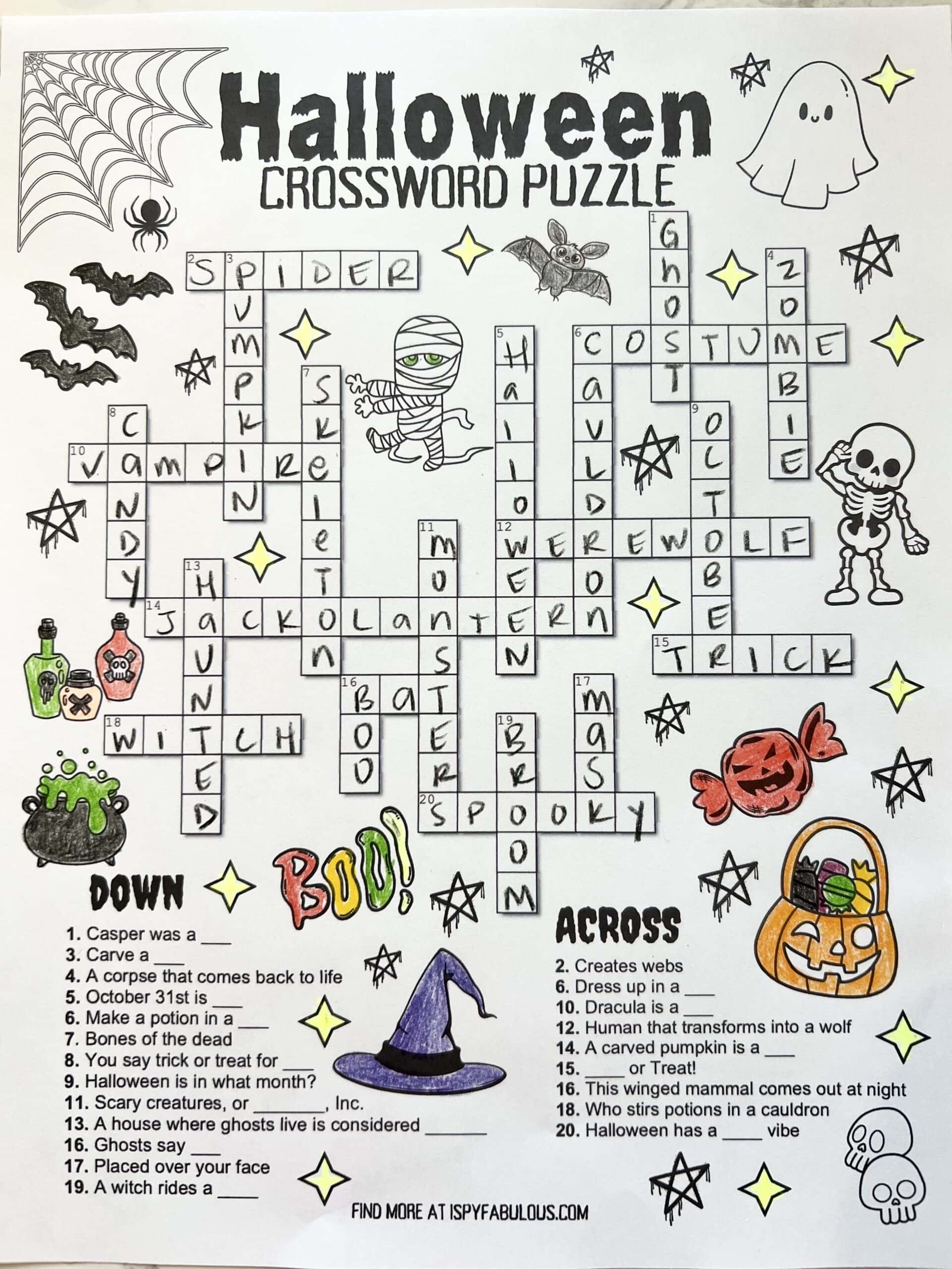 halloween crossword puzzle