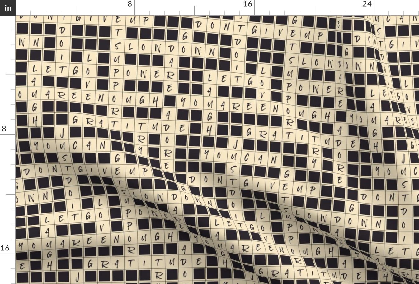 Affirmation Crossword Puzzle Fabric Crosswords Affirmations By Patternlady Affirmation Cotton Fabric By The Yard With Spoonflower Etsy Denmark