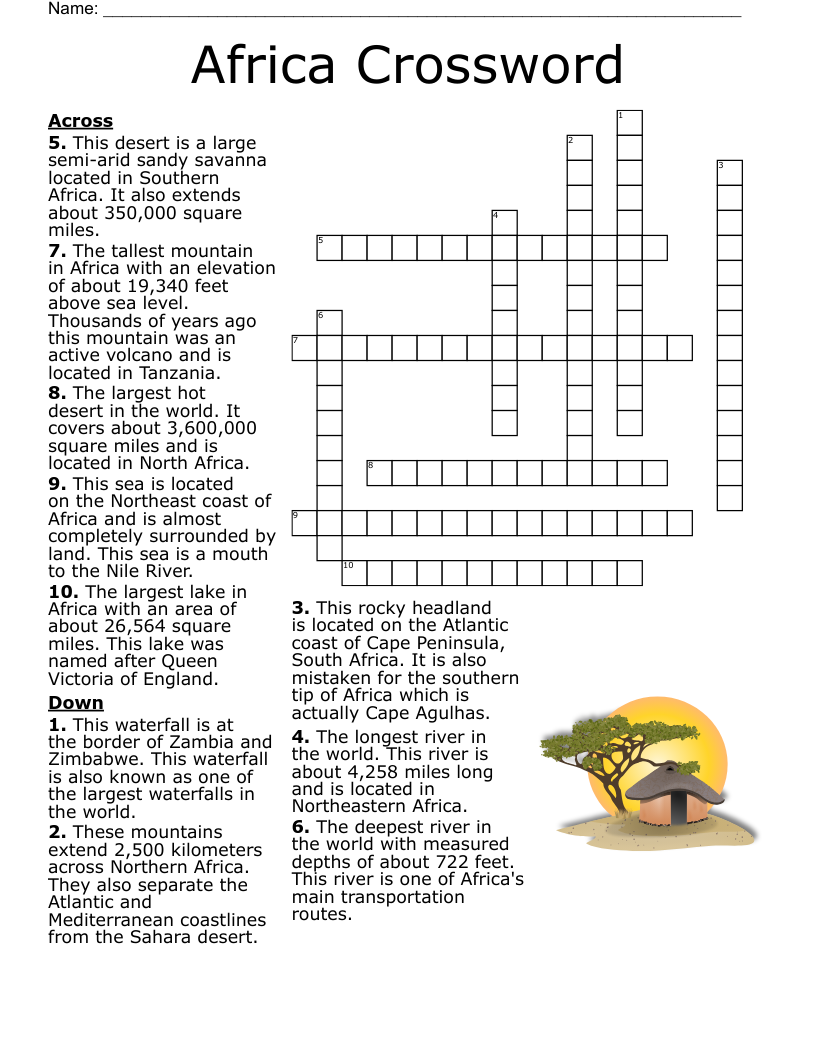 Africa Crossword WordMint Africa Crossword WordMint