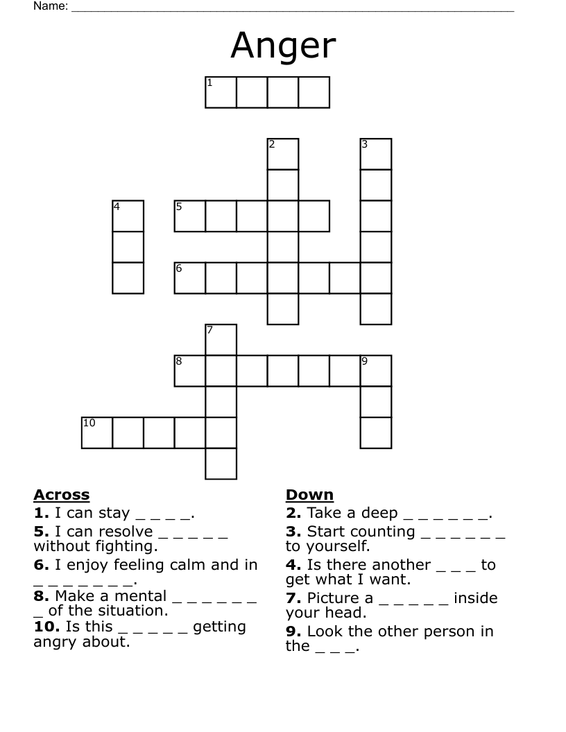 Anger Crossword WordMint