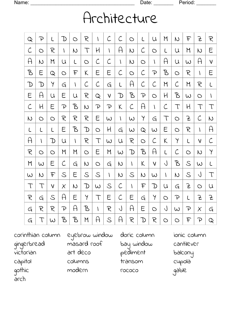 Architecture Word Search WordMint