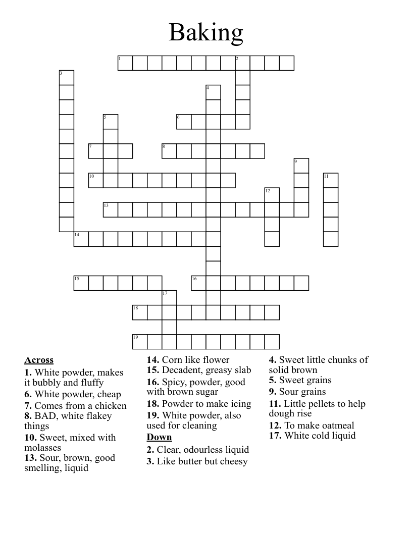 Baking Crossword WordMint