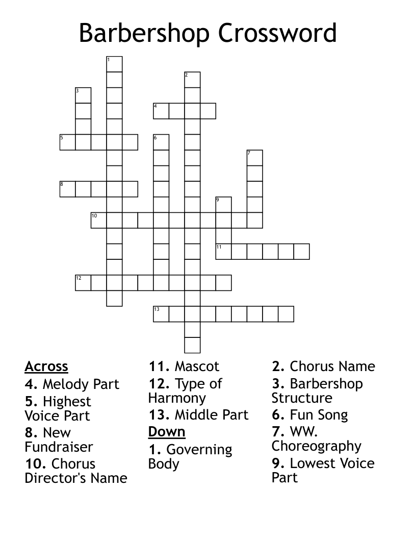 Barbershop Crossword WordMint