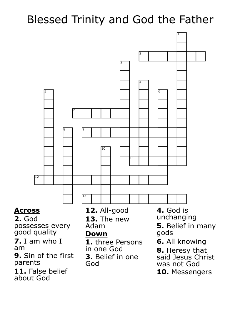 Blessed Trinity And God The Father Crossword WordMint