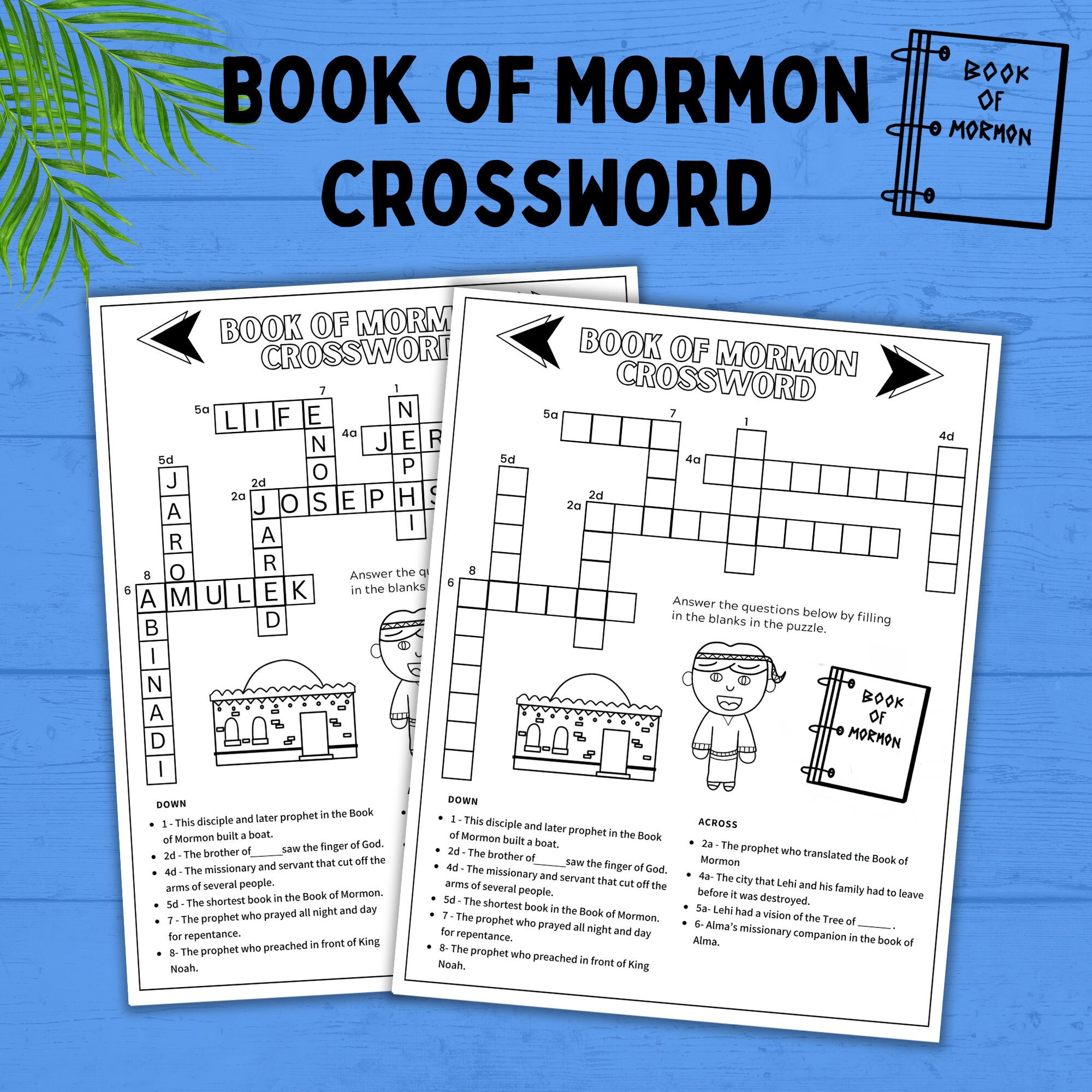 Book Of Mormon Crossword For Kids Book Of Mormon Activity Book Of Mormon Printables Primary Family Home Evening Sunday School Etsy