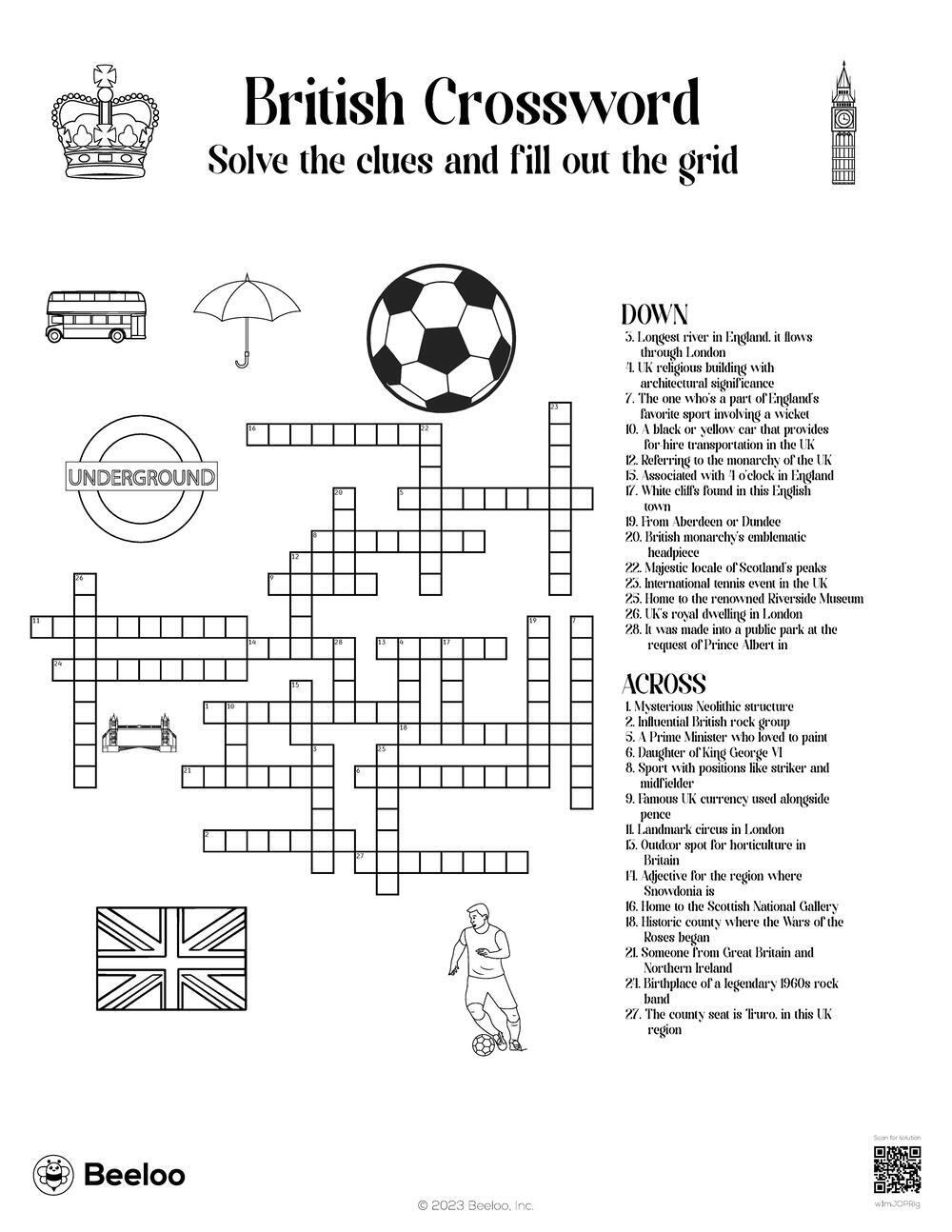 British Crossword Beeloo Printable Crafts And Activities For Kids