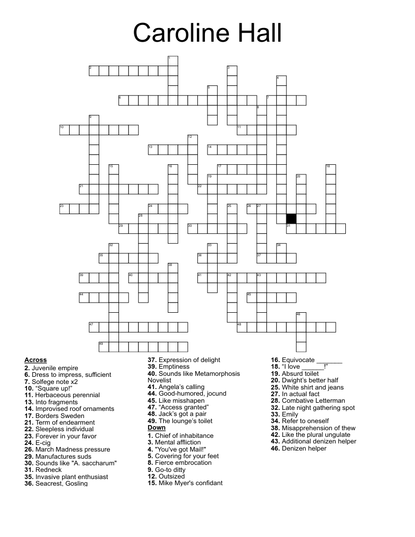 Caroline Hall Crossword WordMint