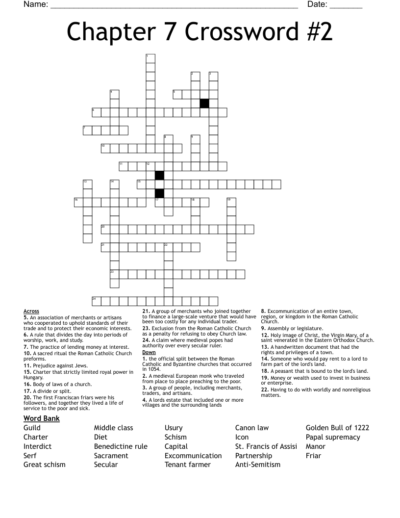Chapter 7 Crossword 2 WordMint