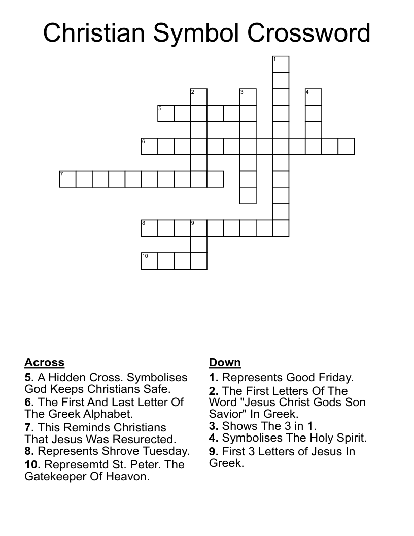 Christian Symbol Crossword WordMint