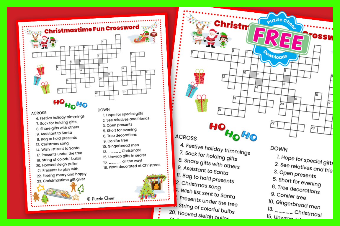 Christmastime Fun Crossword Puzzle Puzzle Cheer