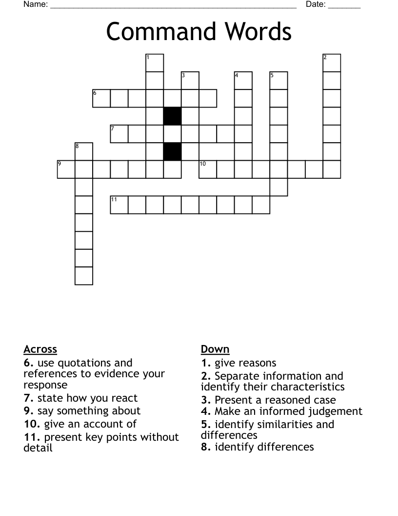 Command Words Crossword WordMint