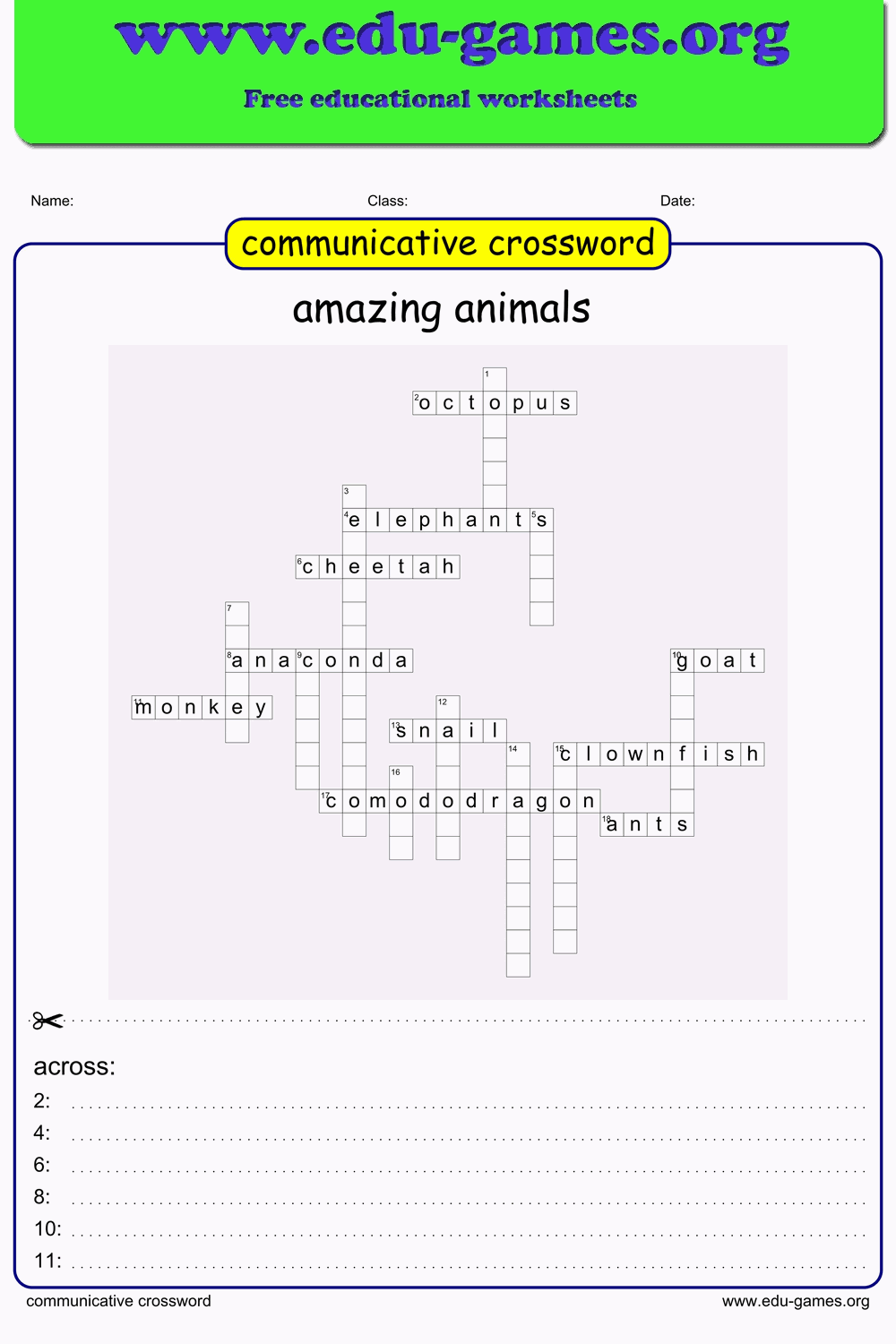 Communicative Crossword Puzzle Maker Edu Games