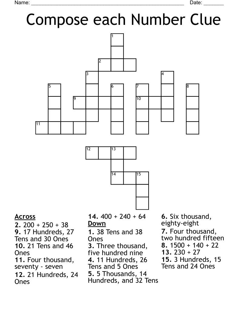 Compose Each Number Clue Crossword WordMint