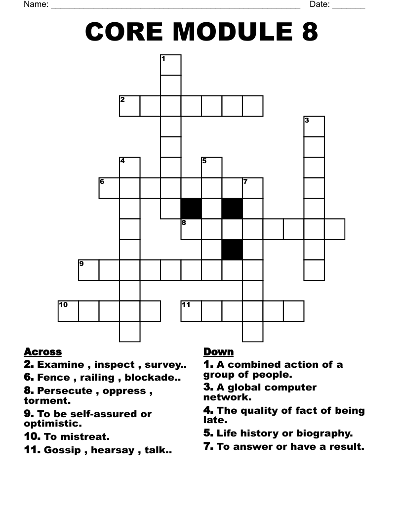 CORE MODULE 8 Crossword WordMint