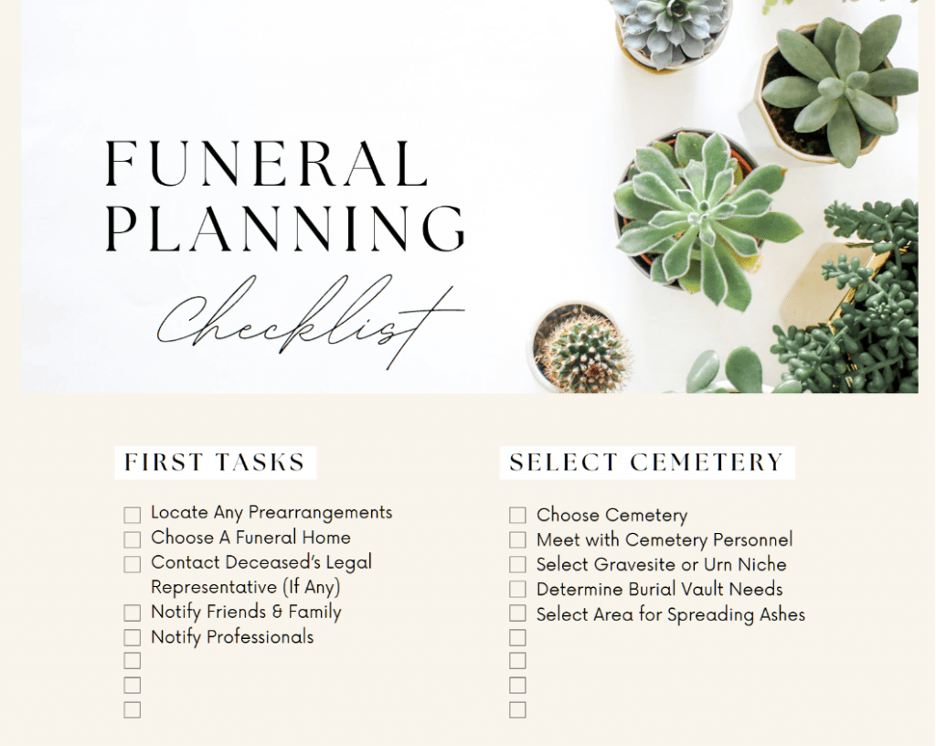 Cox Funeral Home Amarillo Tx How To Plan A Funeral That Honors Your Loved One Printble Etsy