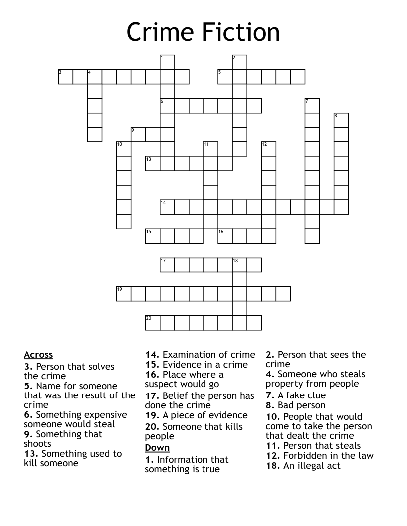 Crime Fiction Crossword WordMint