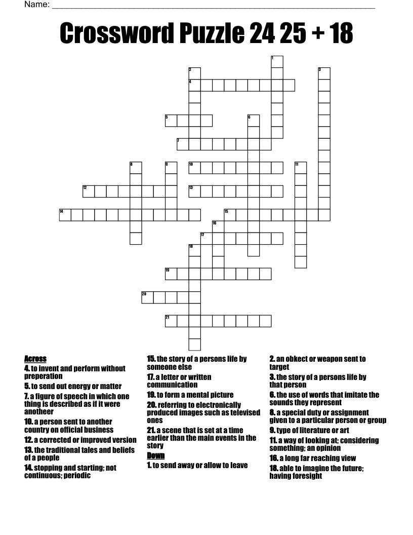 Crossword Puzzle 24 25 18 WordMint