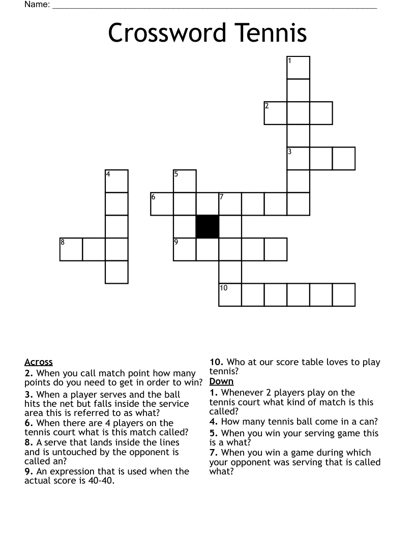 Crossword Tennis WordMint