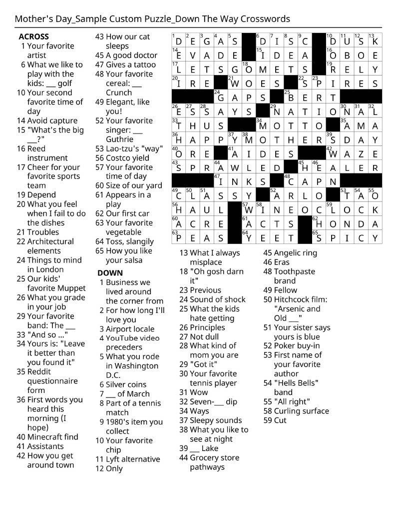Custom Crossword Made For You By A Published Crossword Constructor Etsy