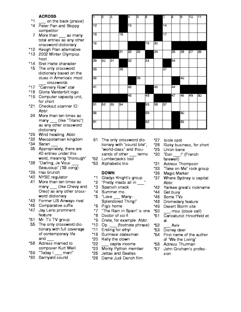 Daily Commuter Crossword Puzzle Printable Printable