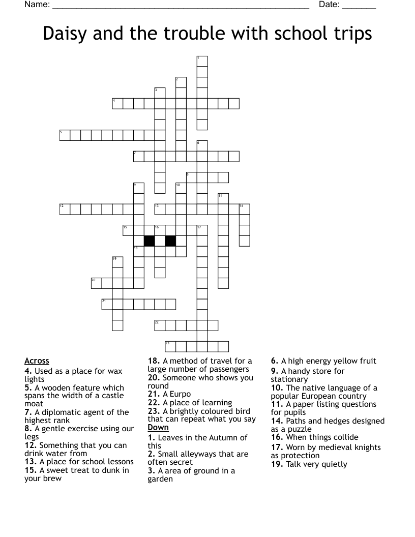 Daisy And The Trouble With School Trips Crossword WordMint
